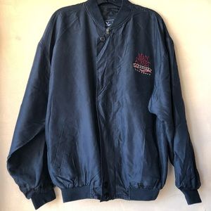 Main Street Silk Windbreaker Jacket (Red/Gold logo) M + Champagne Glass